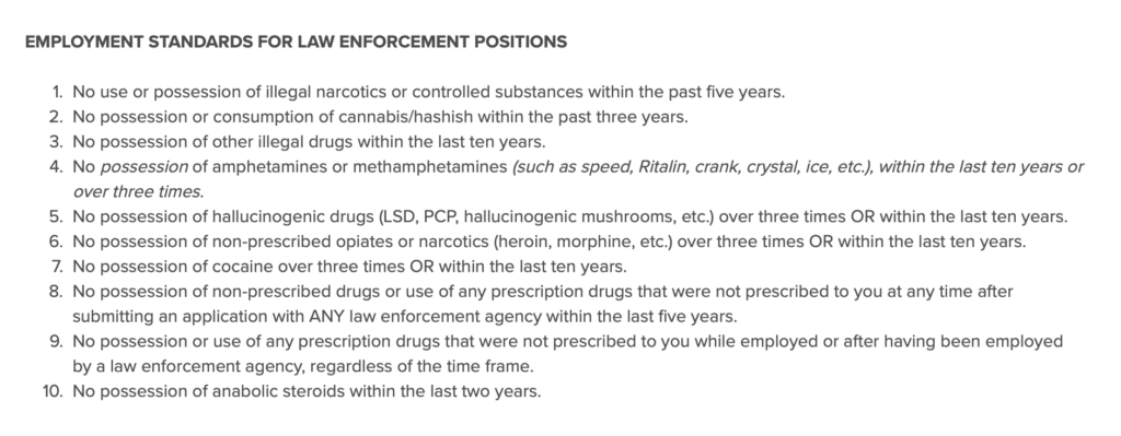 Employment Standards for Law Enforcement Positions